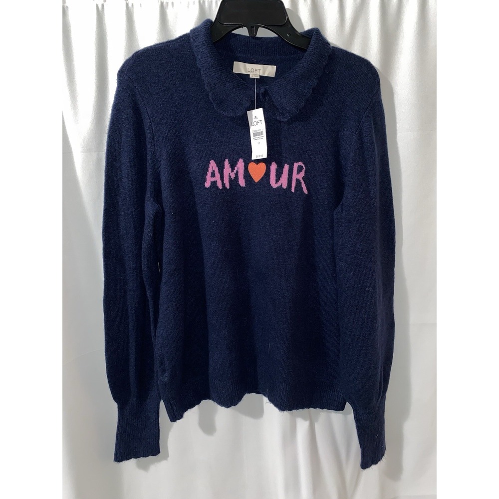 LOFT Amour‎ Collared Sweater Love Women's Medium NWT